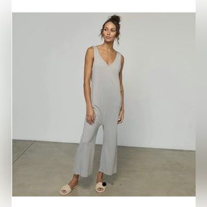 Lunya Restore Jersey Wide Leg Crop Romper Jumpsuit Ambient Grey Heather Size XS